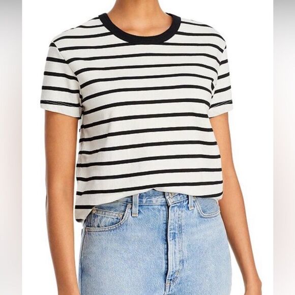 Monrow Striped 50s Vintage Tee Size Small - Picture 1 of 5
